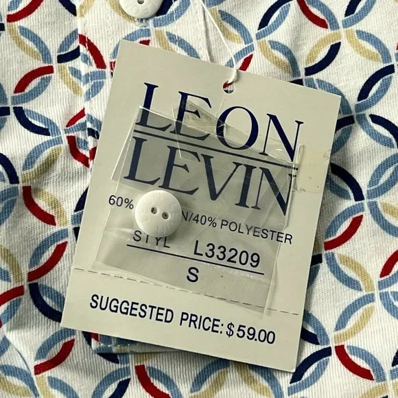 New Leon Levine Polo Shirt Women's Small Short Sleeve Blouse Circles Rin… - Picture 5 of 8